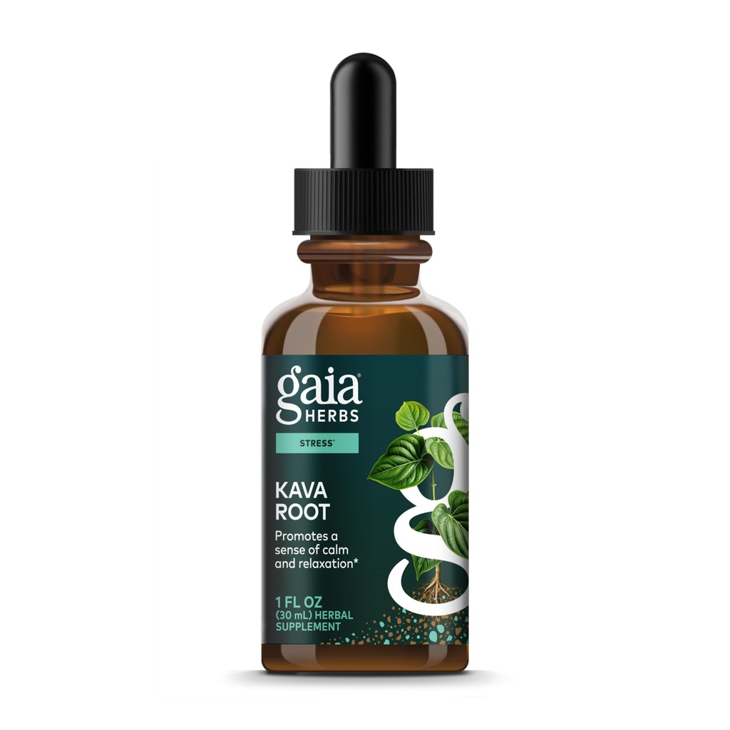 Gaia Herbs Kava Root Extra Styrke - Hjelper Ta vare på en følelse av naturlig ro, avslapning,* og emosjonell velvære i tider av stress - laget med Noble Kava Cul Changes - 1 Fl Oz (20-dagers forsyning)