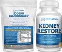 Nyregjenopprette organisk natrium Bikarbonat Alkalin Supplement 1LB Cleanse 60 Caps Bundle - støtter nyrehelse, nøytraliserer magesyre, Alkaline Superfoods, immunstøtte, antisyre og vitaminer f