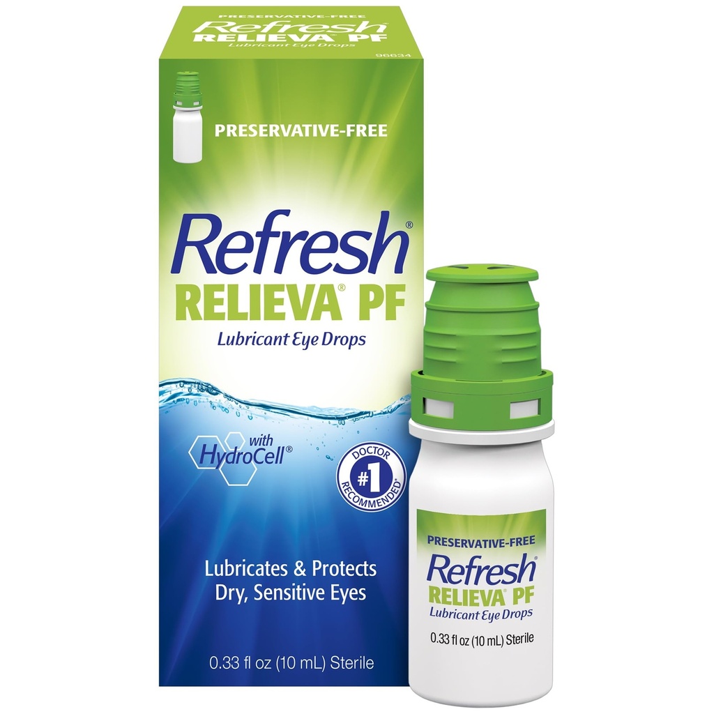 Oppfriskende RELIEVA Preservative-fri tårer Lubricant Eye Drops, 0,33 fl oz (10 ml)