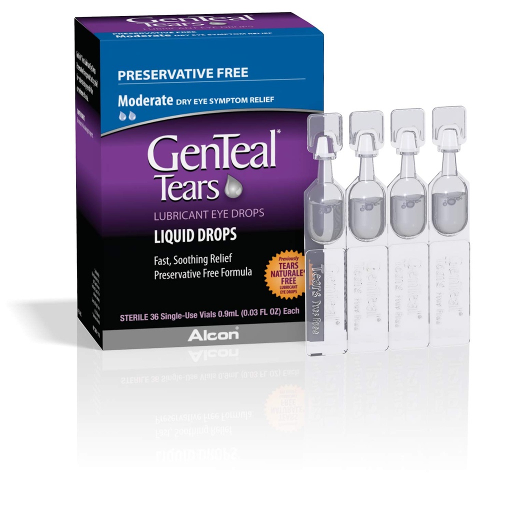 GenTeal Tårer Lubricant Øyedråper, Moderate flytende dråper, SingleBruk Vials, 1 pakke 36 ct , 0,03 Fl Oz