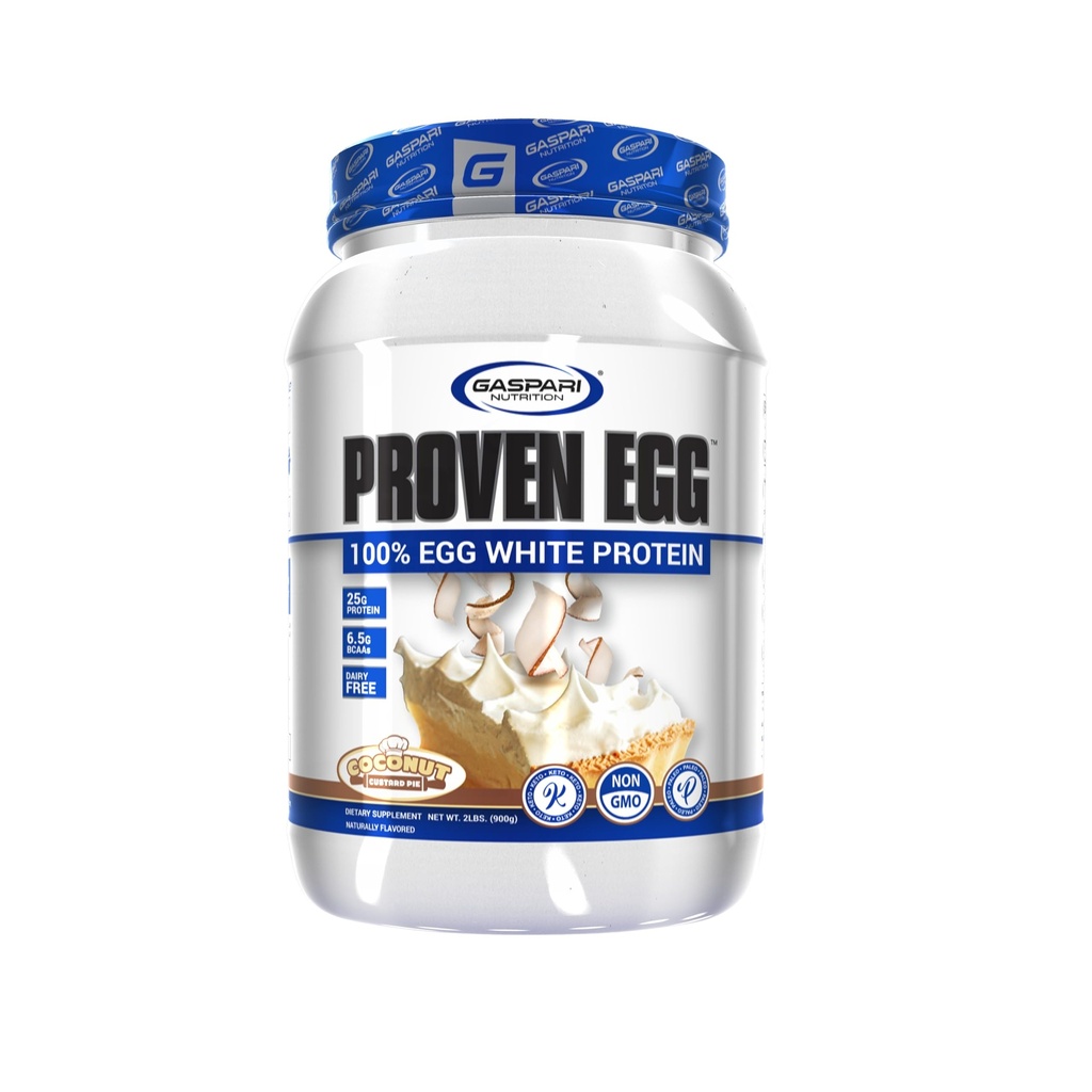 Gaspari Ernæring Proven Egg, 100% Egg Hvitt Protein, 25g Protein, Keto Vennlig, Dairy og Laktose Gratis, Soya Gratis (2 lbs, Kokos Custard)