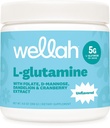 Wellah L-Glutamine pulver Unflavored (50 serveringer) - 5g L-Glutamin Per Serving, Søt med Stevia