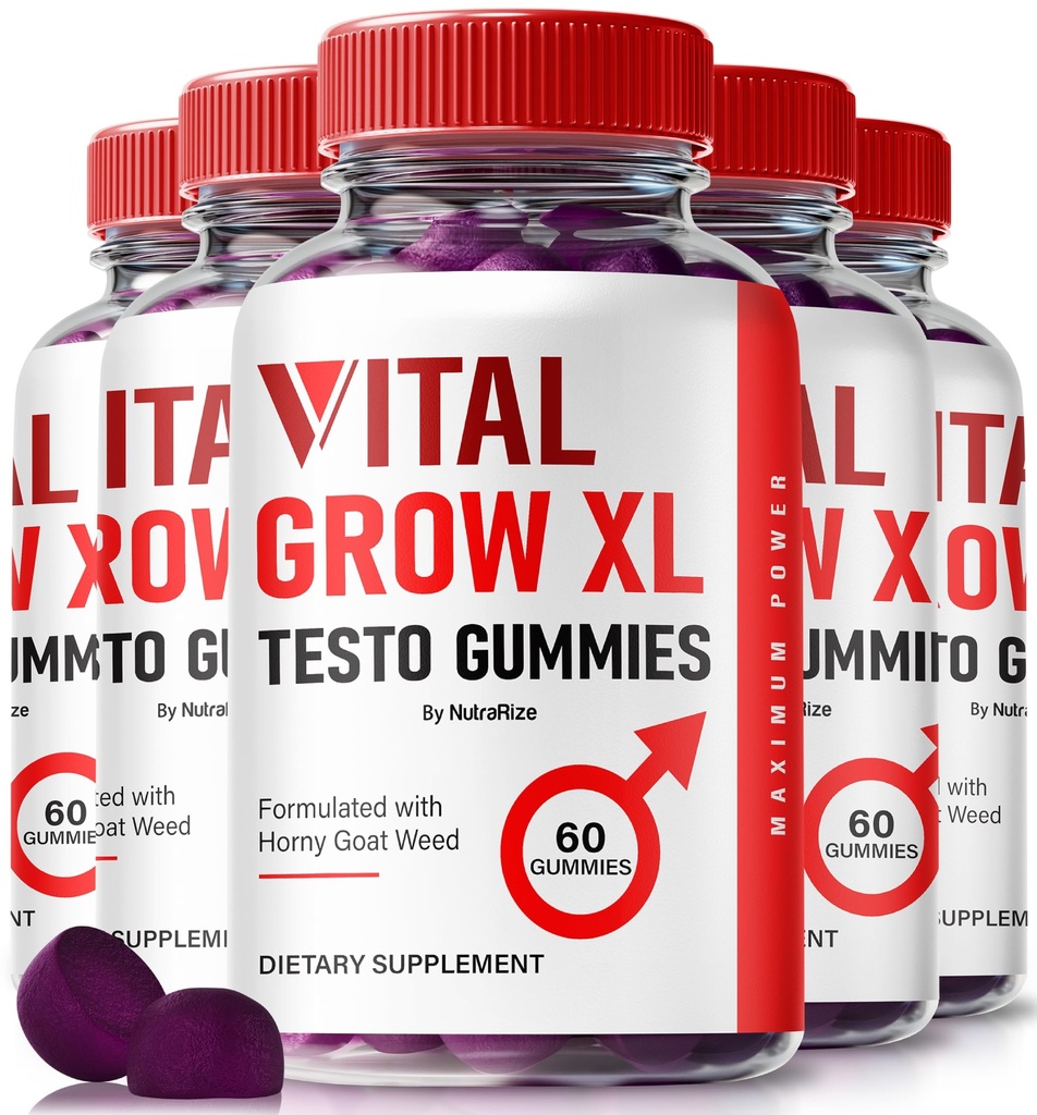 NutraRize (Pack of 5 Vital Grow XL, Offisiell Vital Grow XL Testo Gummies for menn, Boost Stamina og tillit Gummy for menn, Vital GrowXL Mannlig støtte Gomitas (300 Gummies)