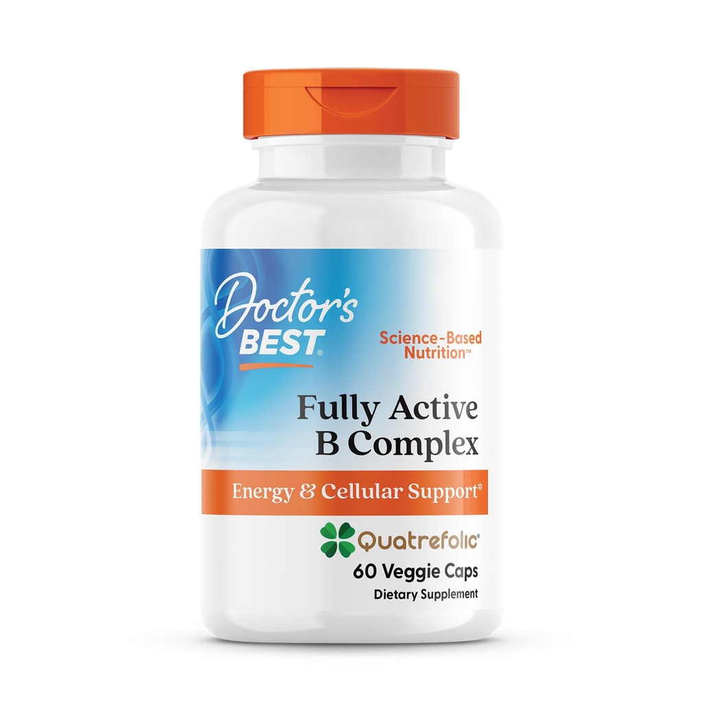 Doctor's Best Fullly Active B Kompleks, Energi & Cellular Support, Ikke-GMO, Glutenfri, Soya Gratis, Vegan 60 Veggie Caps