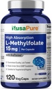 NusaPure L Metylfolat 15 mg, 120 Veggie Capsules, Bioperin