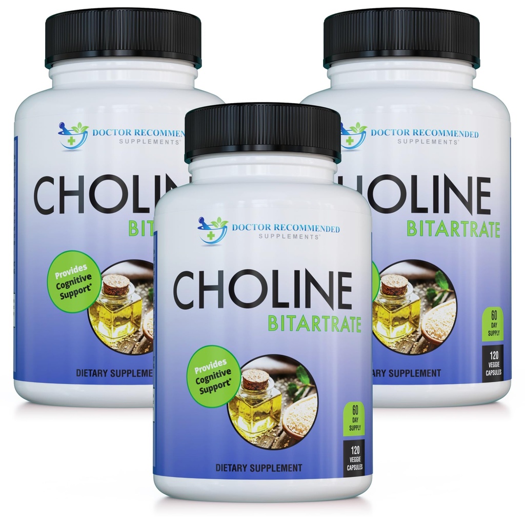 DOKTOR FORSVARER Premium Choline - 500 mg - 120 Veggie Capsules støtter kognitiv helse, minne og mer - 3 pakke