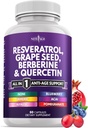 New Age Resveratrol, Berberin, Grape Seed Extract, Quercetin - Polyphenol Supplement for kvinner og menn med Noni Extract, N-Acetyl Cysteine, Acai Extract - 60 Kapsler