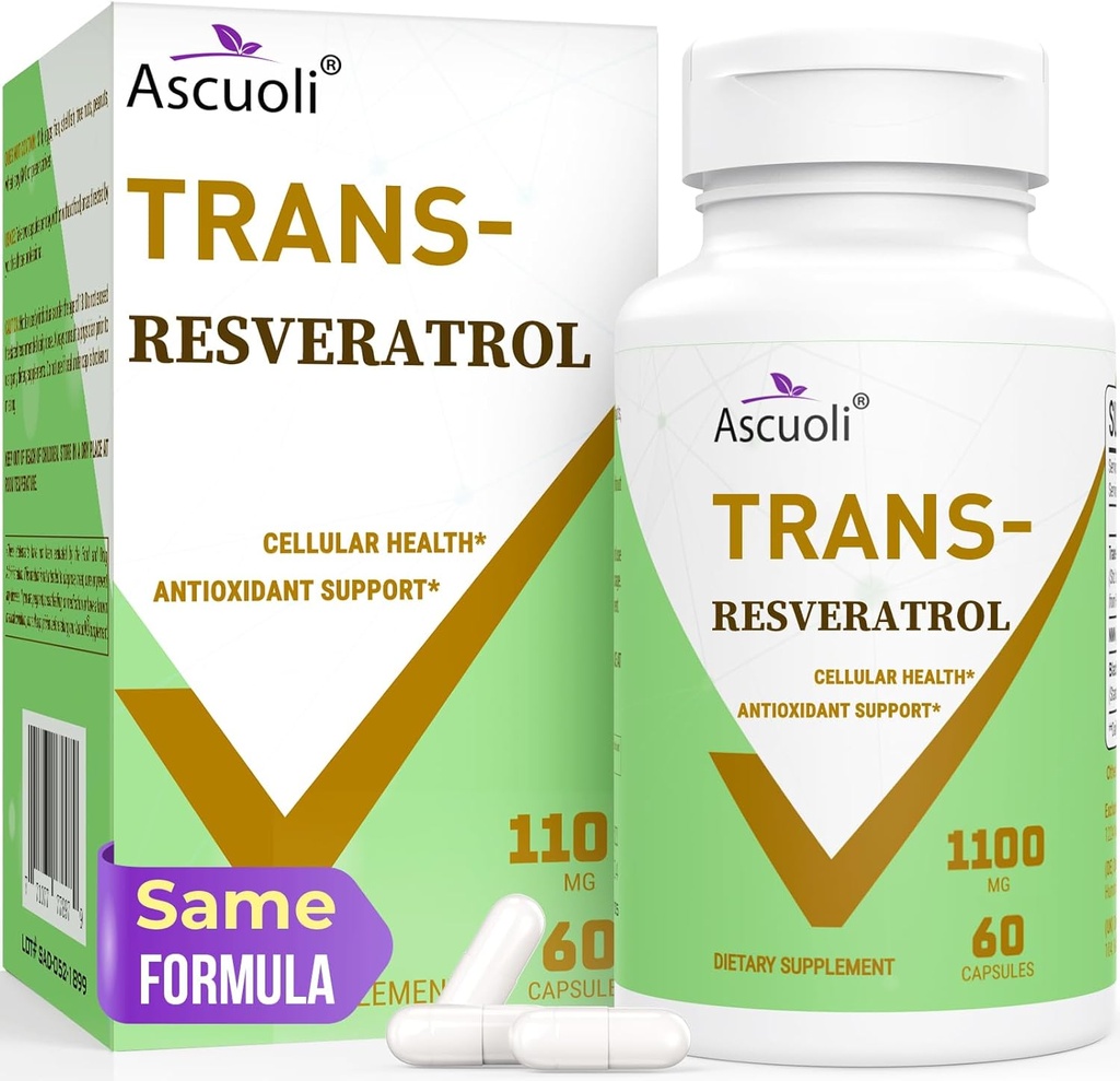 Ultra renhet Trans-Resveratrol 1100 mg, 3-i-1 avansert formel organisk resveratrol Supplement, Max Antioksidant, Anti-Aging, Hud helse, lmmune og energi, 1 pakke