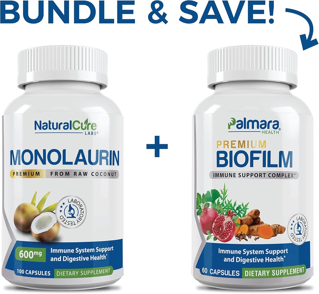 Naturlig Cure Labs Bundle: Premium Monolaurin 600mg + Biofilm Complex