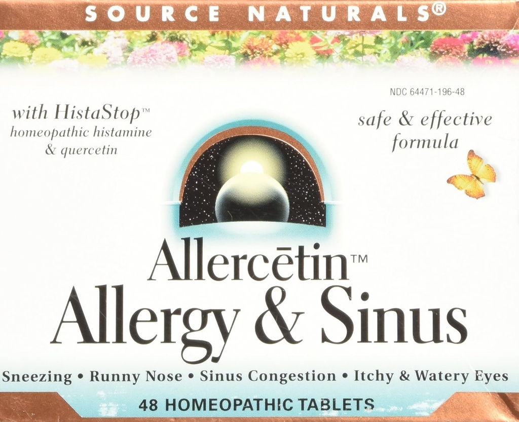 Kilde Naturals Allercetin Allergi & Sinus, Homeopatiske tabletter, 48 tabletter