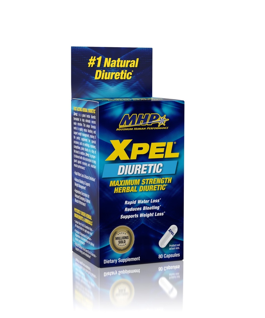 Maksimal menneskelig ytelse Xpel Maksimal styrke diuretiske vannpiller, for vannmåling relief, vekttap støtte, med vitamin B-6 Kalium Dandelion rot, 80 kapsler