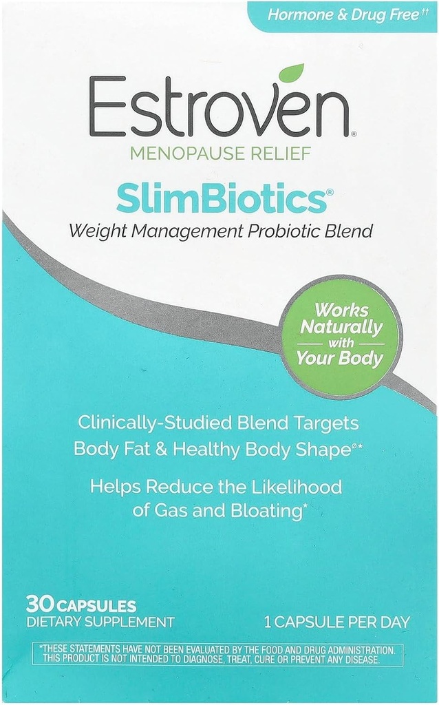 Estroven SlimBiotics, Vektkontroll Menopause Kosttilskudd for kvinner, 30 Kapsler, B vitaminer for å støtte metabolsk helse, probiotika for digestiv helse å gi Gas & Bloating Relief