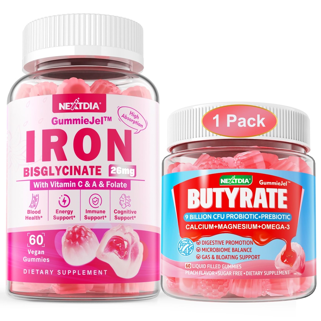 Butyrat gummi + jern bisglycinate 26mg fylte gummier