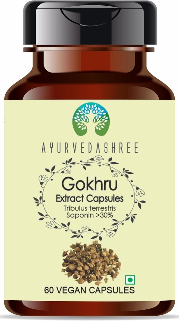 Gokhru Extract 500mg - 60 Vegetariske kapsler |Tribulus terrestris® Alle naturlige | 100% vegansk | Glutenfri | GMP-sertifisert