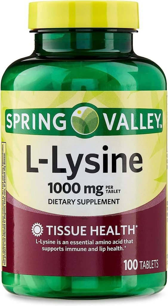 SPEC Lysin Aminosyre kosttilskudd, 1 tablett per servering,Spring Valley L-Lysin støtter et sunt immunsystem * 100 telling
