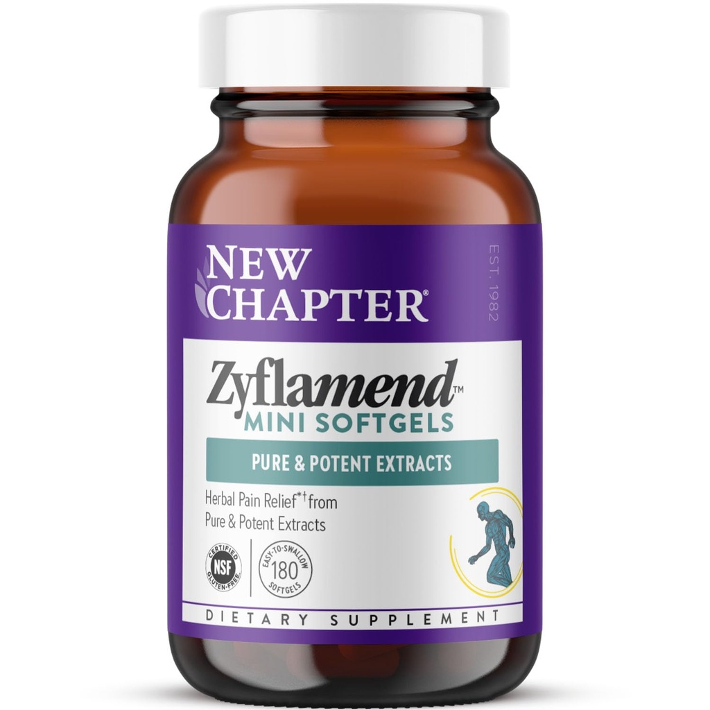 Ny kapittel ZyflamendTM Mini Softgels, Multi-Herbal smerte Reliever + Joint Supplement, 10-i-1 Superfood Blanding med Ginger & Turmeric for sunn inflammasjonsrespons, Mini Soft Gels, 180 greve