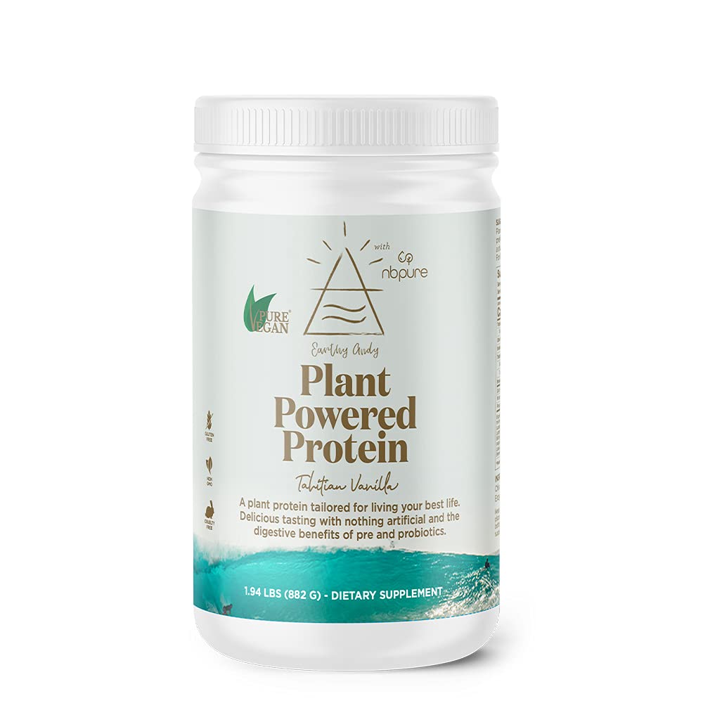 nbpure jordete Andy Plant drevet protein, glutenfri, ikke-GMO, Cruelty Free Era Protein pulver, Vanilla, 30 Services