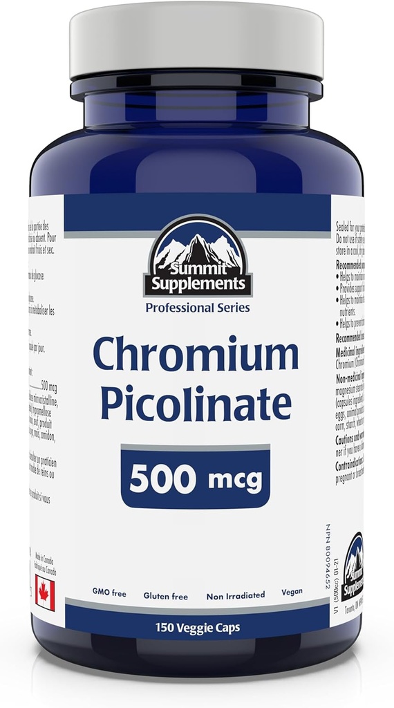 Toppen kosttilskudd, Chromium Picolinate 500 Mcg, 150 Veggie Caps, Profesjonell serie