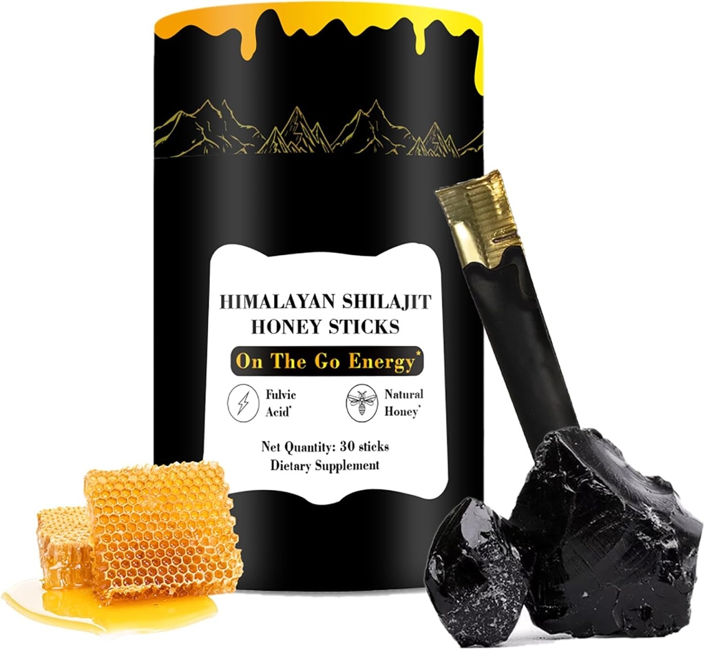 Shilajit Honning Sticks, 30 Sticks - ren Himalayan Resin, Organisk Honning & Saffron for Energi Boost, Immun Support & Vitality, SHILAJIT Honning Sticks for menn og kvinner