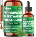 Satoomi 7in1 Wormwood flytende dråper med svart valnøtt, hele klover, berberin, melke Thistle, biter Melon og turmerisk - 60ml i 60 dager