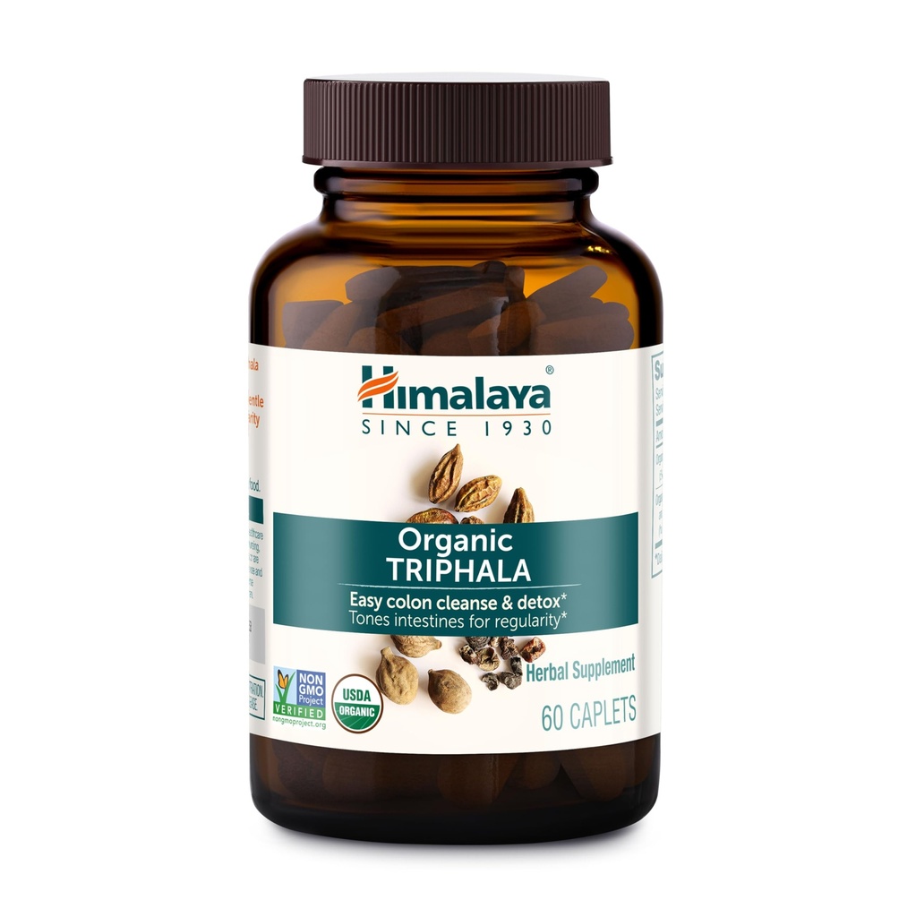 Himalaya Organic Triphala, 2 måneders forsyning, for Colon Cleanse, Detox & anledninger, USDA sertifisert organisk, ikke-GMO, Glutenfri, Ekstrakt & pulver urte Supplement, 688 mg, 60 kapler