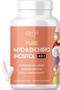 Vegan Myo-Inositol & D-Chiro Inositol Supplement for kvinner - PCOS Relief, Hormonal Balance, Ovarian støtte, Ovulation støtte Supplement - Ideell forhold 40:1-90 Cap - Fertilitetstillegg for kvinner