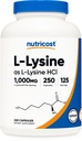 Nutricost L-Lysine 1000mg, 250 kapsler - 500mg Per Cap, Glutenfri, Ikke-GMO