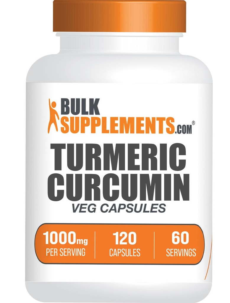 BulkSupplements.com Turmeric Extract Capsules - Turmeric Supplement, Turmeric Curcumin Supplement 1000mg - Glutenfri,120 Veg Kapsler (pakke med 1)