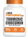 BulkSupplements.com Turmeric Extract Capsules - Turmeric Supplement, Turmeric Curcumin Supplement 1000mg - Glutenfri,120 Veg Kapsler (pakke med 1)