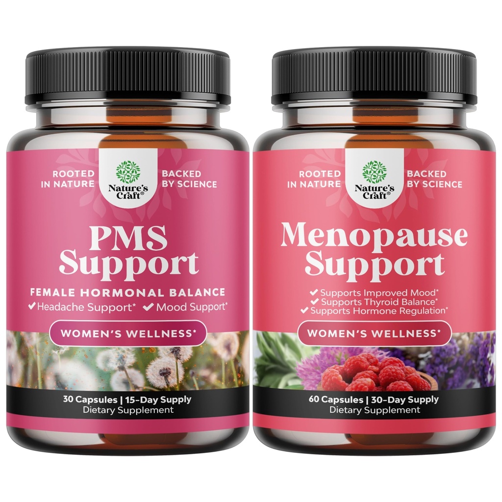 Bundle av avansert PMS støtte Supplement for kvinner og komplett herbal menopause Supplement for kvinner - multi fordel Menopause Relief Hormon Balance
