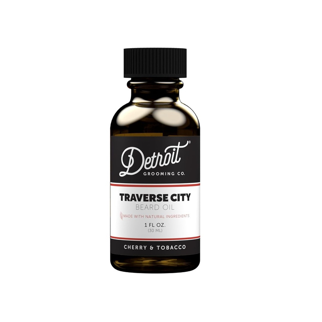 Detroit Grooming Co. Beard Olje |Høsting & Nourishing Formula med vitamin E Cherry & Tobak - Traverse City (1 oz)