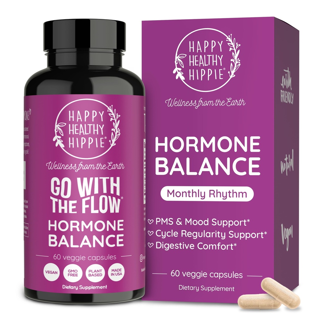 Hormon Balance for kvinner – PMS Støtte Supplement, Menopause & Perimenopause | Bloating Relief, Menstruell Cramp, Mood, PMDD | Chasteberry Supplements, Black Cohosh, Dong Quai | Vegan, Ikke-GMO, 60 Ct