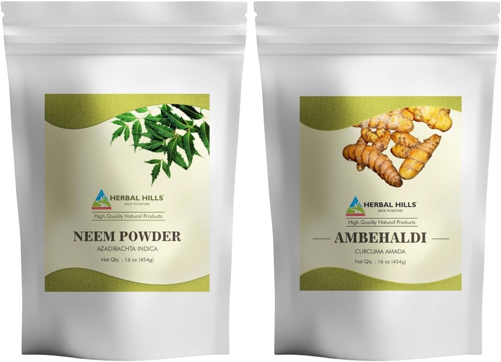 Neem Leaf pulver og Ambehaldi gurkepulver 16 Oz pakke med 2 Combo