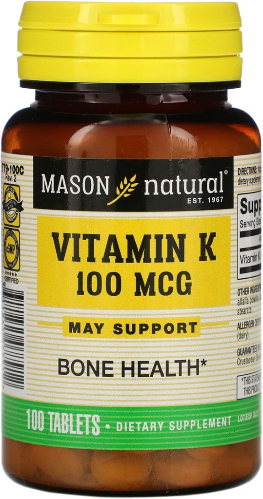 Mason vitaminer vitamin K 100 mikrogram tabletter, 100-talls flasker