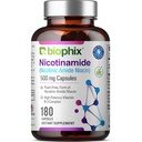 Biophix B-3 Nicotinamid 500 mg 180 Caps - Nikotinic amid Niacin Natural Flush-fri vitamin formel - støtter hudcelle helse