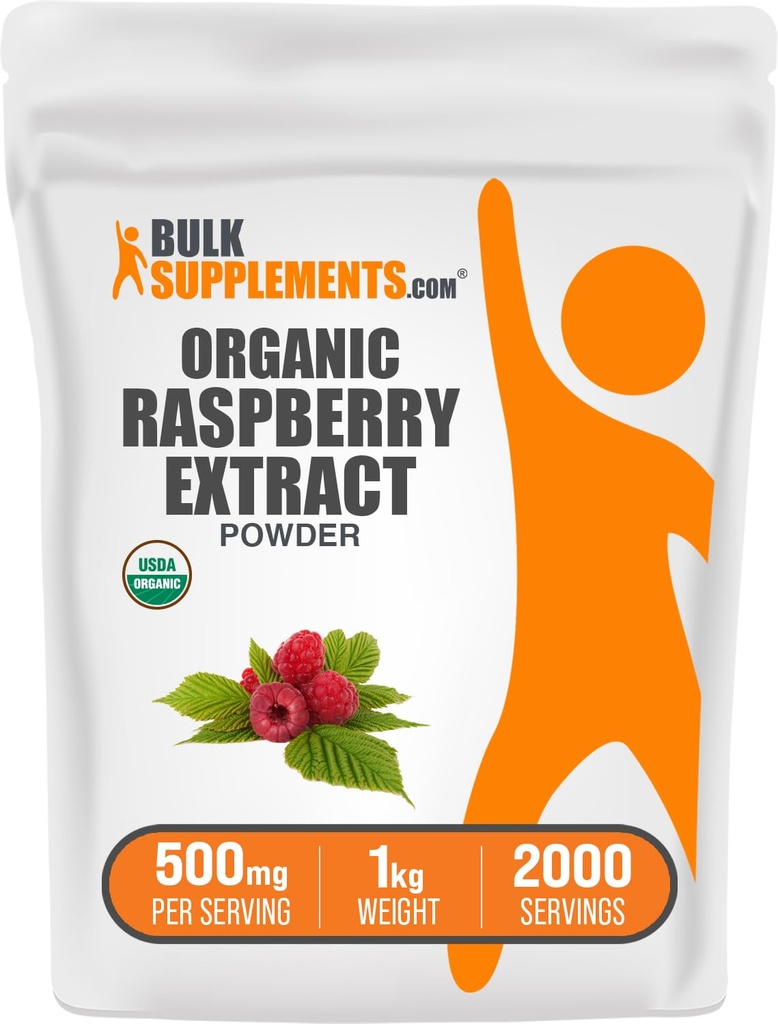 BulkSupplements.com Organisk bringebær Ekstrakt pulver - fra bringebærfrukt, antioksidant kilde, Herbal Supplement - Glutenfri, 1kg (2,2 lbs) (pakke med 1)