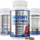 Horny Goat Weed 1590mg ekstra styrke w. Maca, L-Arginine, Ginseng, Økt ytelse, Stamina, Energi, Ikke-GMO formel, 90 kapsler