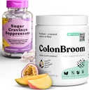 ColonBroom Psyllium Husk pulver sukker craving Supresjon - Chromium Picolinat 200mcg, 2 elementer - Colon Cleanser Fiber Supplement (50 serveringer) + sukker craving Supresentant (60 serveringer)