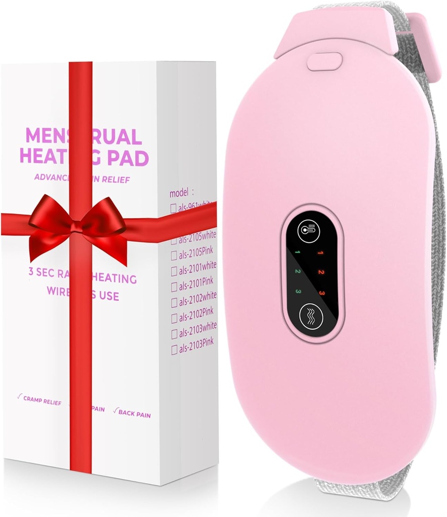 Oppvarming Pads, Glyduny Periode Cramp Massager Bærbar trådløs oppvarming Pad med 6 varmenivå og 6 Massasjemoduser for ryggsmerter Relief Menstruell oppvarming Pad (Pink)