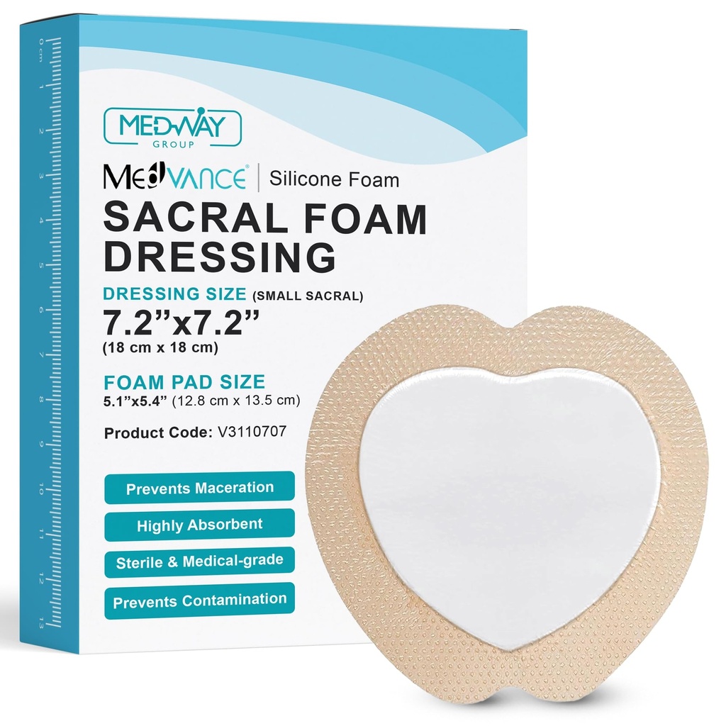 MedVance TM silikon - Bordered Silikon klesdrakt sakral størrelse 7"x 7" Boks med 5 dressing