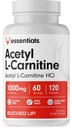 Bucked Up Acetyl L-karnitine 1000mg Per servering, støtter hjernen funksjon Essentials (60 serveringer, 120 kapsler)
