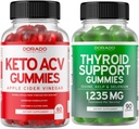 Keto ACV Gummies (60 greve) Avansert vekttap formel og Thyroid støtte (90 greve) støtte Supplement med Ashwaganda, Iodine, Bladderwrack, Kelp & Schisandra - Ikke-GMO, Vegan & laget i USA