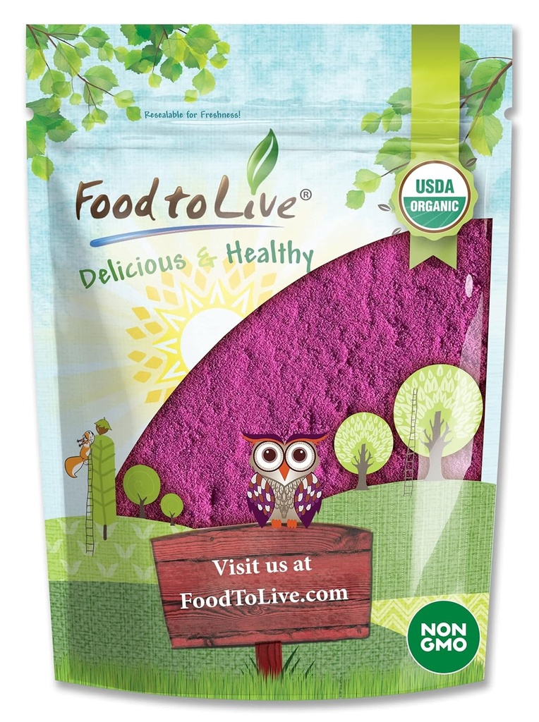 Mat å leve økologisk svart currant juspulver, 8 ounces - ikke-GMO, rå, kosher, vegansk supermat, bulk, rik på antioksidanter, Flott for juss, drikker og smoothies, inneholder Maltodextrin