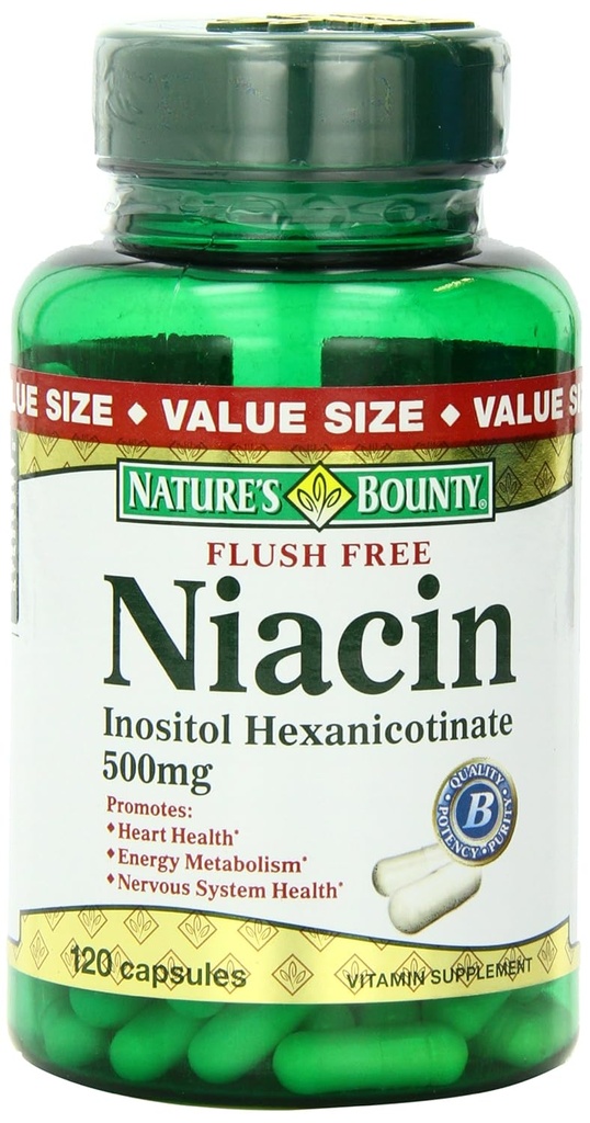 Naturens Bounty Flush Gratis Niacin 500 mg, 120 greve