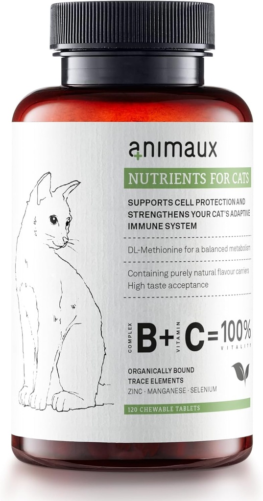 animaux – næringsstoffer for katter, alle naturlige katt vitaminer, Katt Essentials for å styrke immunsystemet og naturlig cellebeskyttelse, sunn hud og skinnende koke, 120 Chewable tabletter, 120 dagers forsyning