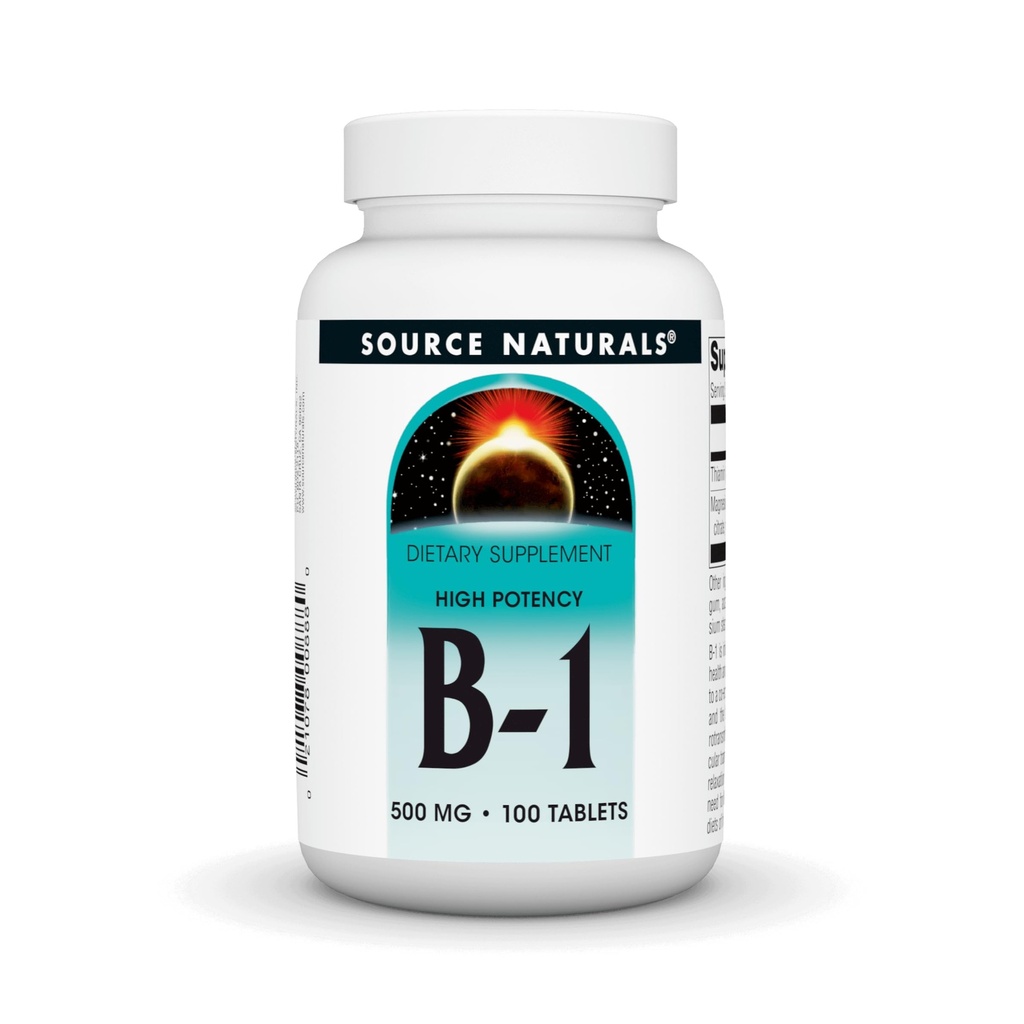 Kilde Naturals vitamin B-1 Thiamin 500 mg høy styrke, 100% ren - 100 tabletter