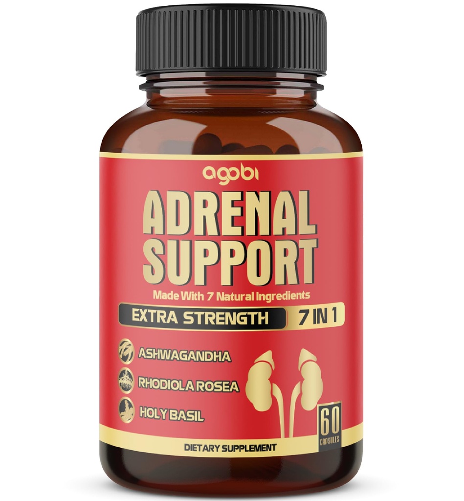 agobi 7in1 Adrenal støtte Supplement - tilsvarende konsentrert Ashwagandha, Panax Ginseng, Rhodiola Rosea & mer - 60 kapsler 2 måned for kroppsbalanse