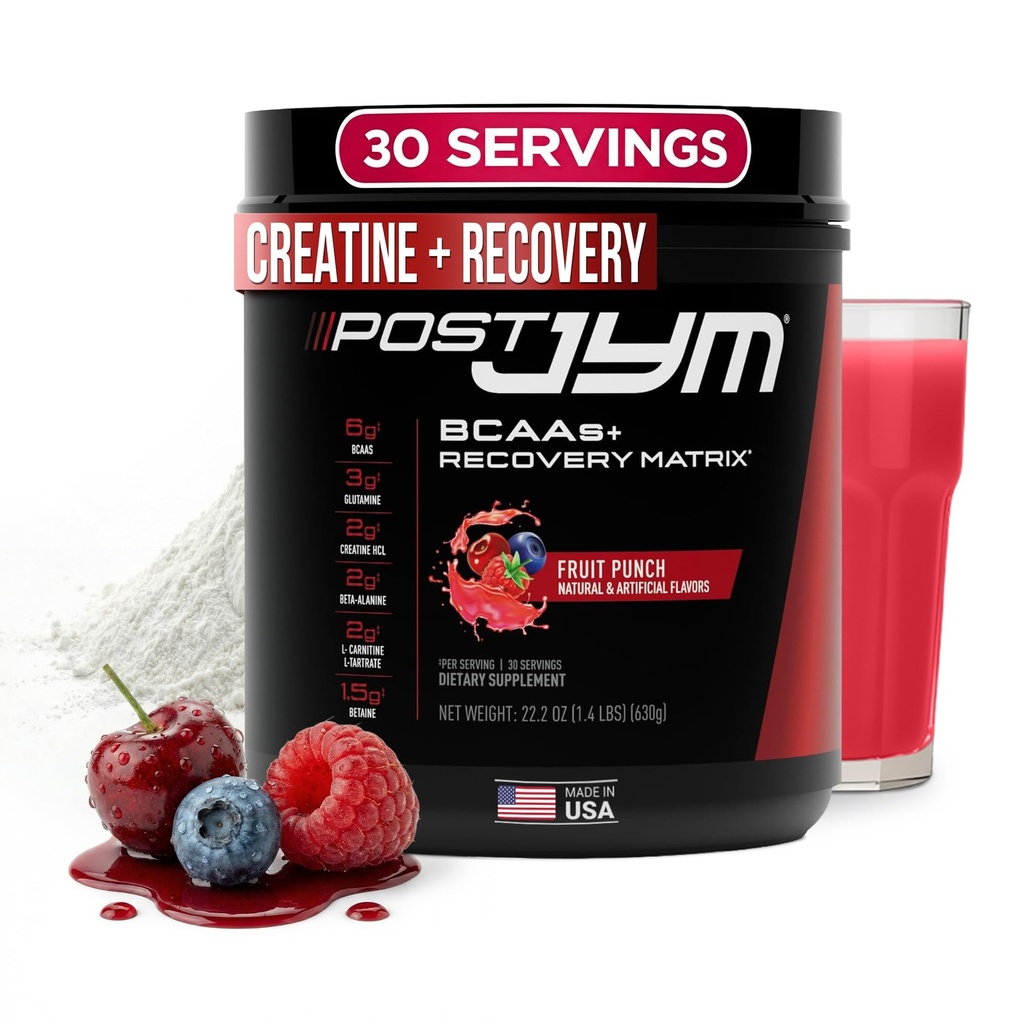 Post JYM Active Matrix - Post-Workout med BCAAs, glutamin, kreatin HCL, Beta-Alanin og mer JYM Supplement Science Fruit Punch, 30 serveringer