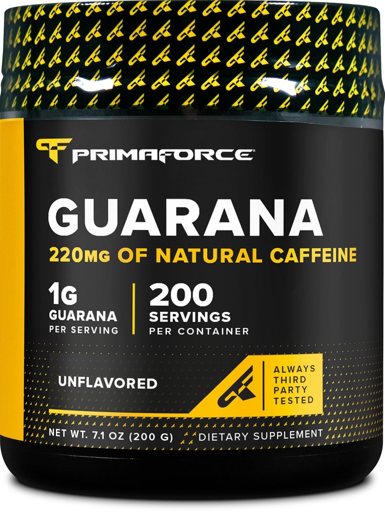 Primaforce Guarana pulver (200 g) (uovertruffen) - Pure Guarana, 200 Services