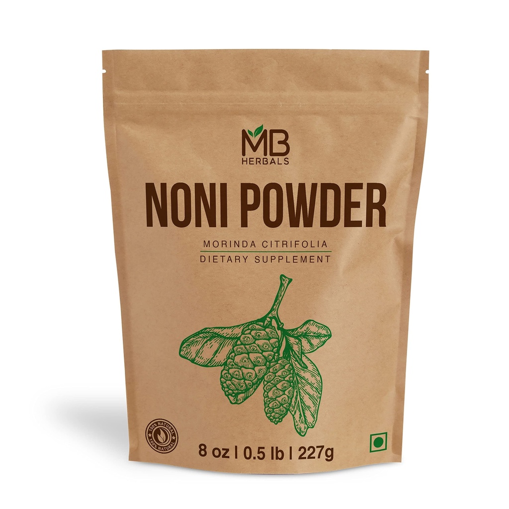 MB Herbals Noni Powder 8 oz | 227g (0.5 lb) | Enkel blanding med Smoothies Juices | Ingen Preservatives | Glutenfri | 45 Serveringer per pakke